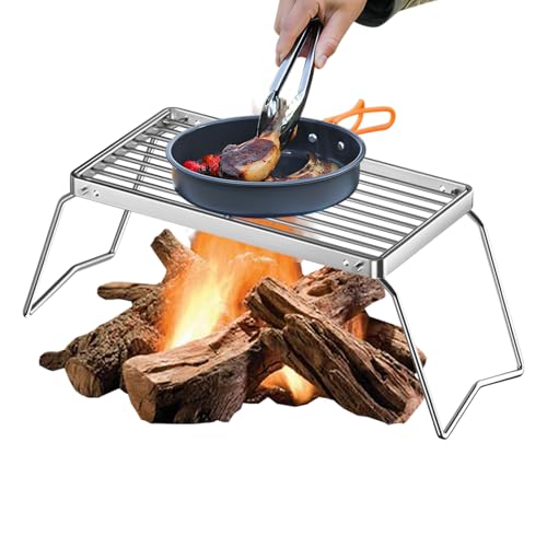 Parrilla plegable de acero inoxidable, para carne y verduras, camping, pícnic