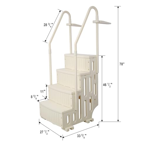 Escalera para piscina resistente con pasamanos, 4 escalones, 27.5 in ancho x 78 in alto miniatura 2
