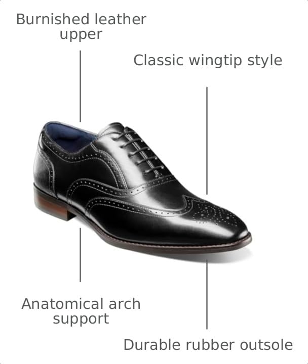 Image of Stacy Adams Kaine Wing Tip Lace-Up Oxford