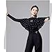 Yhhsgscr Long Sleeve Latin Dancing Top Cha Cha Dance Jumpsuit Dancewear for Rumba Samba Women's High Collar Ballroom Clothing,Black,M