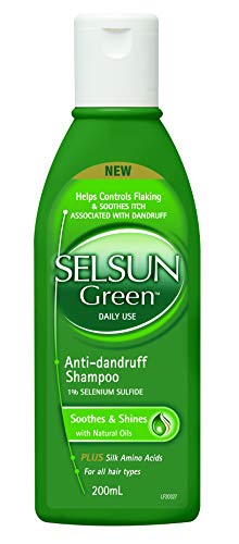 Selsun Green Anti‑Dandruff Shampoo 200mL - Helps Control Flaking & Itching - Menthol & Peppermint Soothe Scalp - Nourishes with Argan, Macadamia & Silk Amino Acids