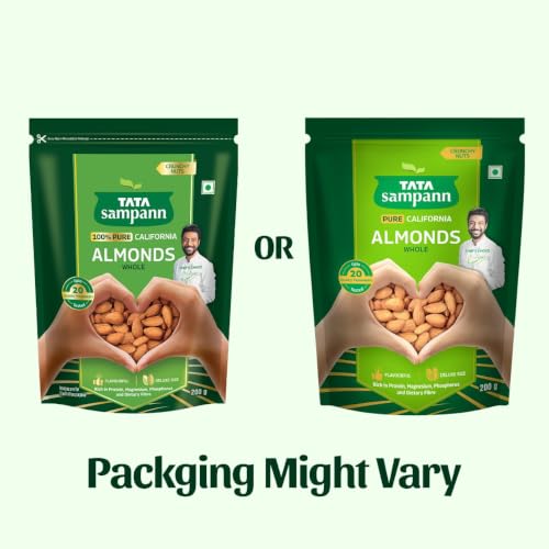 Tata Sampann Pure California Almonds Whole, 200g, Premium Badam Giri, Rich in Protein, Magnesium, Phosphorus, and Dietary Fibre, Premium Nuts & Dry Fruits - Image 4