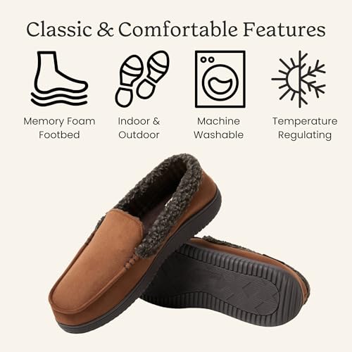 Image of Dearfoams Men's Eli Microfiber Indoor /Outdoor with Whipstitch Detail Suede Moccasin Slipper