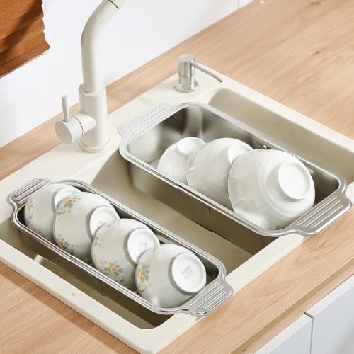 Panier d'évier télescopique en acier inoxydable 304 durable et ajustable