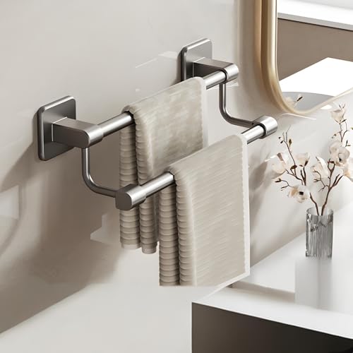 Toallero Individual/Doble, sin taladrar, Soporte para Toallas de baño, Barra de Toallas de Acero Inoxidable Resistente, Autoadhesivo, para Pared ，29 Diferentes