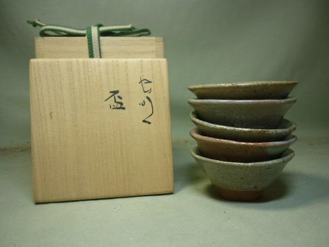 虫明焼 黒井一楽 虫明盃 煎茶碗5客 虫明ぐい呑 酒器 酒盃 煎茶道具 Z