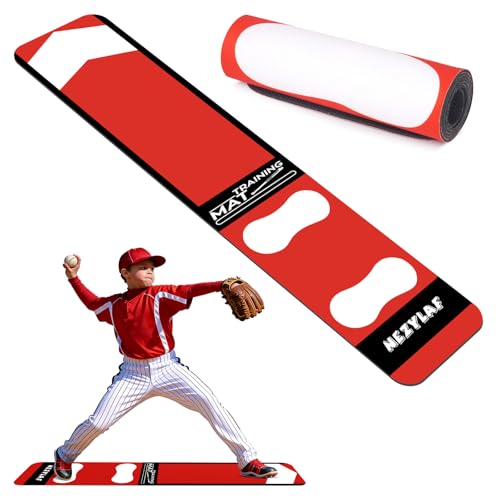 Nezylaf Softball Pitching Mat for Young Baseball Beginner - Non-Slip Portable Softball Training Mat for Hitting Practice - 54 x 12 Durable Batting Mat for Indoor/Outdoor Use (Lightweight)