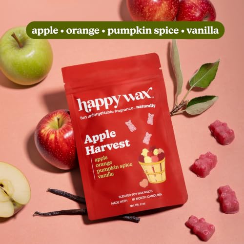 Image of Happy Wax Apple Collection: Natural, Non-Toxic Scented Soy Wax Melts - Total 6oz Variety Pack: Apple Harvest, Apple Jam Donut, Mulled Cider