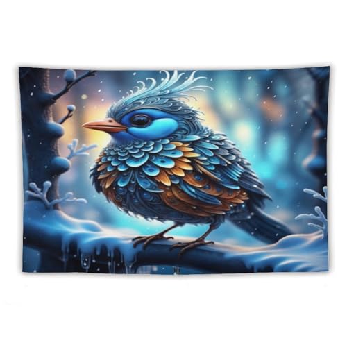 Tenture murale oiseau PAZZK grand format 150x230 en impression 3D - 3