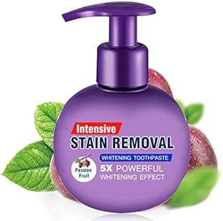 Baking Soda Whitening Toothpaste,Intensive Stain Remover Whitening Toothpaste Strengthening Stain Removal Gel Toothpaste Whitening Removal Gel Fluoride-Free PressToothpaste (Passion Fruit)…