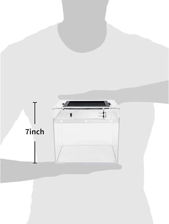 Reptile Growth Mini Sürüngen Teraryumu, 8 x 8 x 8 Tam Görünüşlü Sürüngen Tankı Görsel Olarak Çekici, Böcek, Balık, Tarantula, Münzevi Yengeç, Atlama Örümcek, İguana, Kaplumbağa, Leopar Gecko,