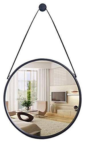 Mirror Wall Mirror, Wrought Iron Bathroom Mirror Creative Dressing Table Mirror Hanging Mirror Wall Hanging Round Mirror Makeup Mirror Decorative Mirror Retro (Color : Black, Size : 60 * 60Cm) #TOP23