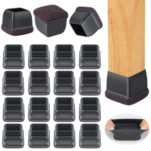 Image of 24-Pcs Extra Large Square Silicone Chair Leg Floor Protectors | Thick & Durable, Protect Hardwood Floors from Scratches & Noise, Fit Dining Table & Bar Stool Legs (Fits 1-2 /5 inch to 1-4 /5 inch)
