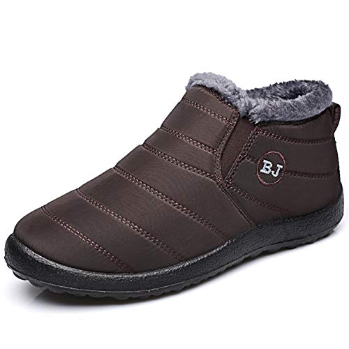 Botas de Hombres Otoño Invierno Goma Encaje Forro de Piel Punta Redonda Botas de Nieve Zapatos de Trabajo Formal Calzado Antideslizante Ligero Botines Que Caminan