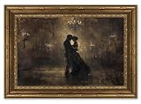 Vintage Gold Framed Moody Romantic Couple Canvas Wall Art, Victorian Ballroom Painting Picture Wall Decor...