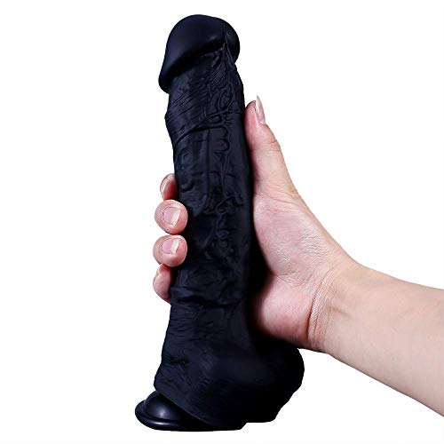 Oolong Black 10 Inch Liquid Silicone Realistic Suction Cup D'i-dlo for Women Hands