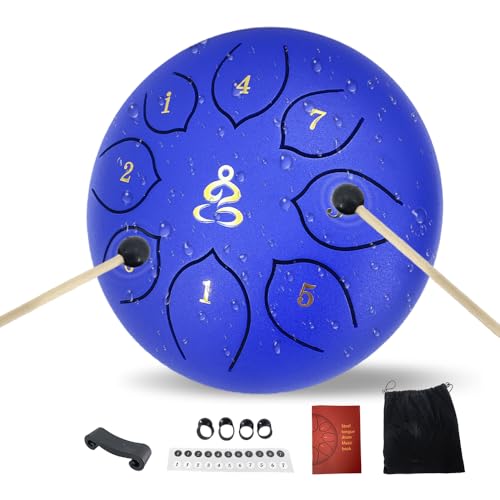 WUQIMUSC Steel Tongue Drum 6 Inch 8 Notes, Waterproof Rain Drum for Outdoor Garden, Meditation Rain...