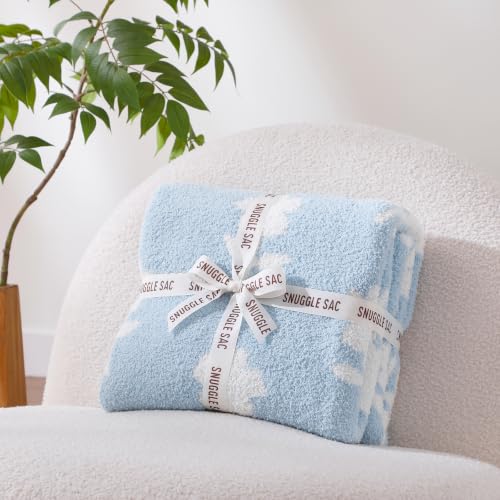 Snuggle Sac Twin Size Bedding Blanket, Blue Flower Throw Blanket for Couch, Microfiber Fluffy Warm Cozy Fuzzy Soft Reversible Blankets, Blue, 60x80 inches - image 4