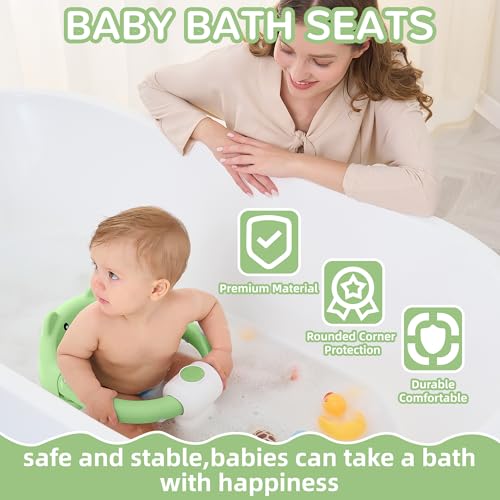 Image of Baby Bath Seat for Babies 6 Months & up, Non-Slip Toddler Bath Seats for Babies Sitting Up, Safe Infant & Newborn Bathtub Chair with 4 Suction Cups & Soft Cushion for Shower,Gray