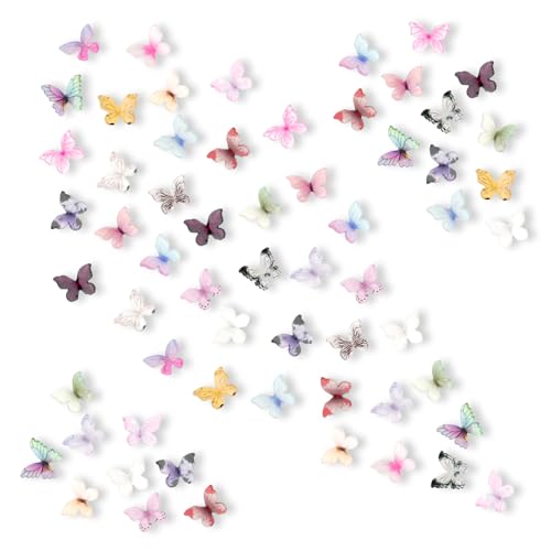 100 Stück Mikro Schmetterling Resin, Bunte Schmetterlinge Miniatur Deko, Miniatur Puppenhaus Zubehör, Miniaturgärten, Kunsthandwerk, Nagelkunst-Dekorationen