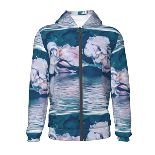 Bright Colorful Iris Flowers Kid Hoodies Boys Zip Up Sweatshirts Girls Pullover with Pocket2