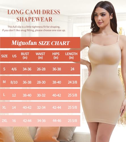 Image of Shapewear Slips for Under Dresses, Full Slip Dress for Women Tummy Control Body Shaper Seamless Shaping Dress