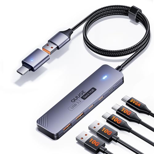Amazon | QUUGE USBハブ 10Gbps USB3.2 Gen2 ハブ 【2×Type-C・2×Type
