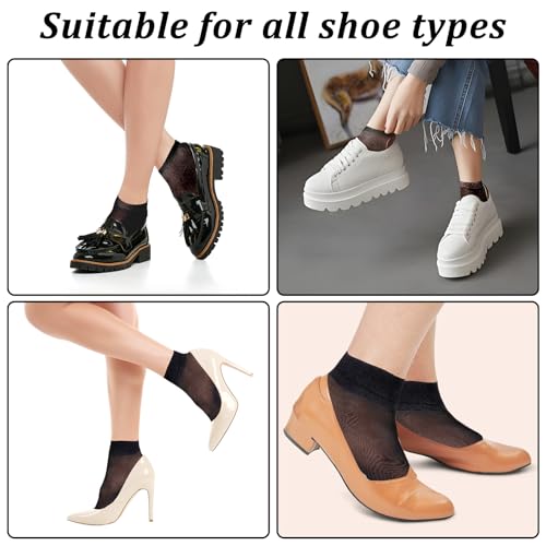 10 Pairs Women's Ankle Nylon Socks, Sheer Nude Black Summer Thin Soft Tight Hosiery Stylish Cool Socks for Women4