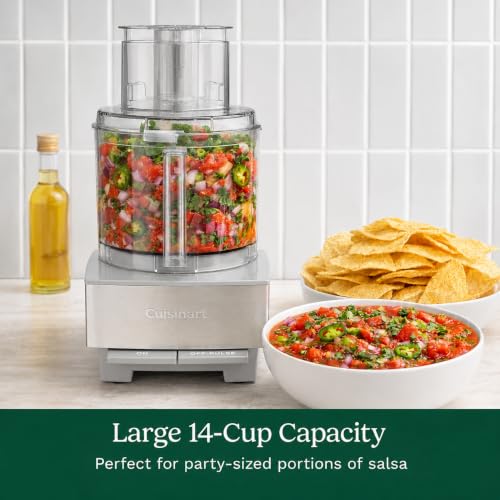 Image of Cuisinart Food Processor 14-Cup Vegetable Chopper for Mincing, Dicing, Shredding, Puree & Kneading Dough, Light Gray Stainless Steel, DFP-14CGRY
