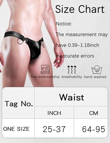 FEOYA Men's Jockstrap Faux Leather Thong Briefs G-String Low Rise Pouch Briefs Bulge Butt Flaunting Underwear4
