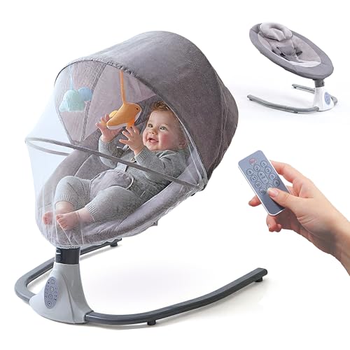 Mobiclinic® kids, Hamaca mecedora, Tuktuk, 4 velocidades ajustables, 0 meses a 18 kg, Arnés de 3 puntos, Mando distancia, 12 canciones incorporadas, Juguetes, Mosquitera, Bluetooth y usb