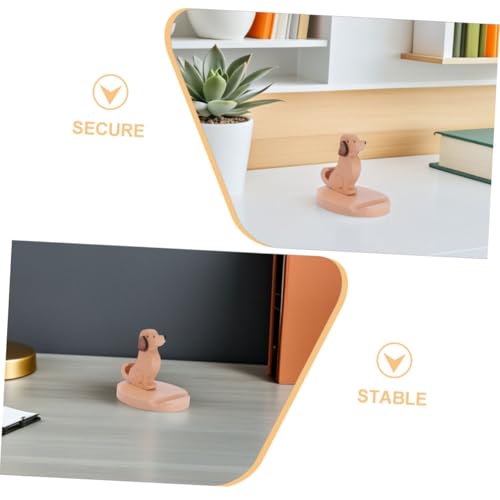2 Pezzi Supporto per in Legno Cane Smartphone Antiscivolo Compatto per Scrivania Sostenitore Decorativo e