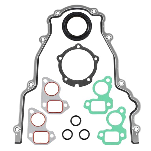 Image of Engine Timing Cover Gasket Set Compatible with Chevy Silverado, Tahoe, GMC Sierra, Suburban, Yukon, Savana, Cadillac Escalade with GM LS LS1 LS2 LS3 4.8L 5.3L 5.7L 6.0L 6.2L engines，Replace#: 12633904