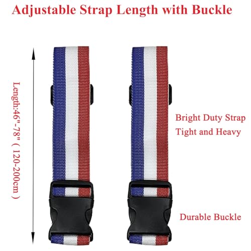 Image of 2 Pack Luggage Straps, Bright Colors Adjustable Suitcase Belts with Quick Release Buckle (FranceColor)