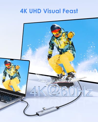 Hub USB-C con Tipo C 3.0, USB-A 3.0, HDMI 4K@60Hz, Ricarica PD da 100 W, Pulsante di Controllo della Privacy per Lo Schermo HDMI, Compatibile con MacBook Pro, iPad Pro, iPhone 16, Dell XPS - Hub USB - Immagine 3