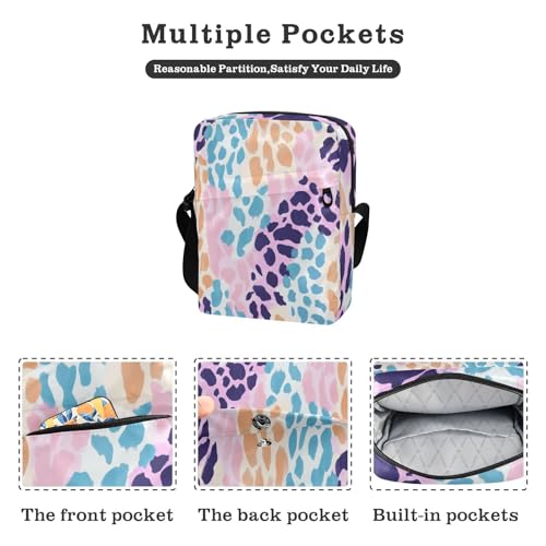 mens messenger bag men shoulder bag Cross Body Purse Adjustable Strap for Travel Travel- Colorful Blocks Print2