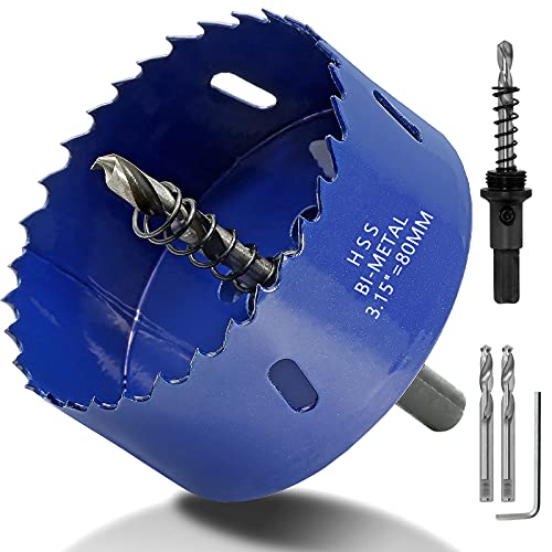 Image of Luomorgo 80mm /3.15 inch Hole Saw, 1 1 /4 inch Cutting Depth | HSS Bi-Metal, For Wood Cornhole Boards, Plastic Drywall & Metal Sheet