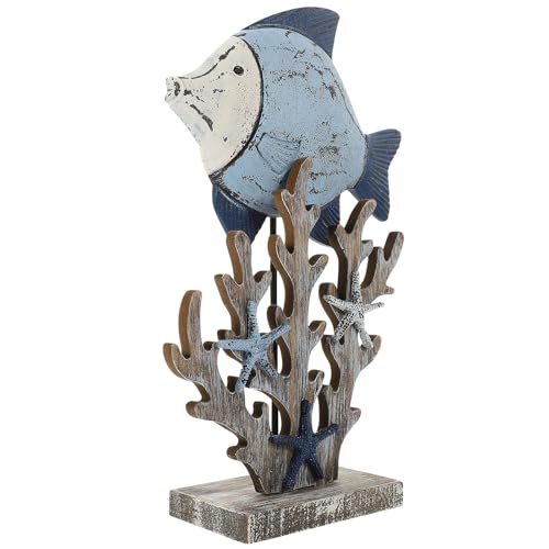 Poisson en Bois Décoration de Table pour Vacances Méditerranéennes - 2