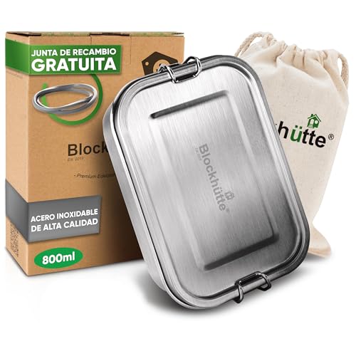 Blockhuette Fiambrera Acero inoxidable infantil Con 3 Compartimentos 800ml - Lunch Box Hermetica - Metálico Infantil y Adulto - Lunch box niños y Trabajo - Sin BPA - Oficina Blockhuette Fiambrera Acero inoxidable infantil Con 3 Compartimentos 800ml - Lunch Box Hermetica - Metálico Infantil y Adulto - Lunch box niños y Trabajo - Sin BPA - Oficina