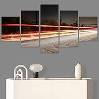 SIGNWIN 5 Panel Canvas Wall Art Light Exposure for Home Decorations Ready to Hang - 60