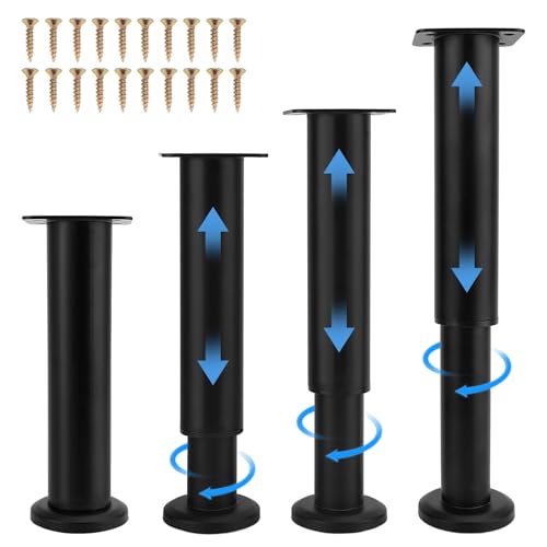Yosoo Health Gear 4 Piezas Patas para Muebles Regulables Patas de Muebles Metal de Soporte Ajustable Pies para Estantes de Cocina Silla de Mesa de sofá Gabinete de Escritorio (18-30cm)