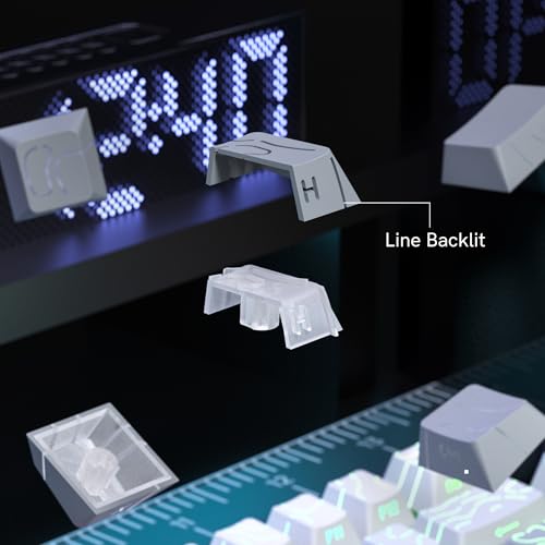 Image of dagaladoo White /Grey Topographic Keyboard keycaps,Shine Through keycap | Double Shot PBT custom key caps,Side Printed,Cherry Profile keycaps for most cherry-mx switch Mechanical Keyboards