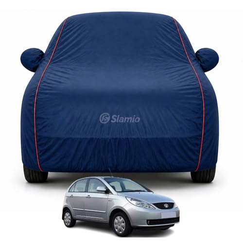 Image of Premium 100% Waterproof Car Cover for Tata Vista Model | All-Weather, UV & Dust Protection | Heavy-Duty 3-Layer Fabric | Custom Fit with Mirror & Antenna Pockets | Navy Blue