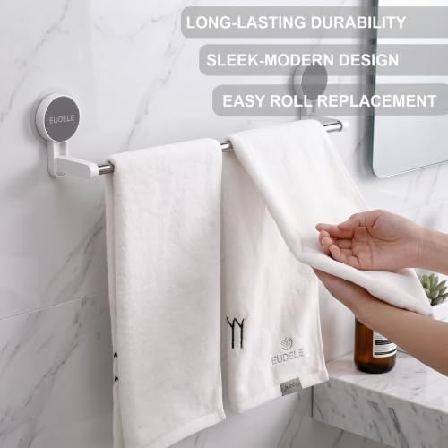 Image of EUDELE Suction Cup Towel Bar for Bathroom - No Drilling Traceless Towel Holder, Heavy Duty Stainless Steel Wall Mounted Single Towel Rack for Kitchen & Shower