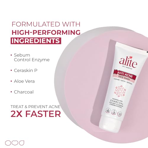 Image of Alite Anti-Acne Face Wash Combo Pack of 2 with Encapsulated Charcoal to Detoxifying |Oily to Normal |Daily Use|Helps to Make Acne Free Skin - Unisex Facewash (70g Each)