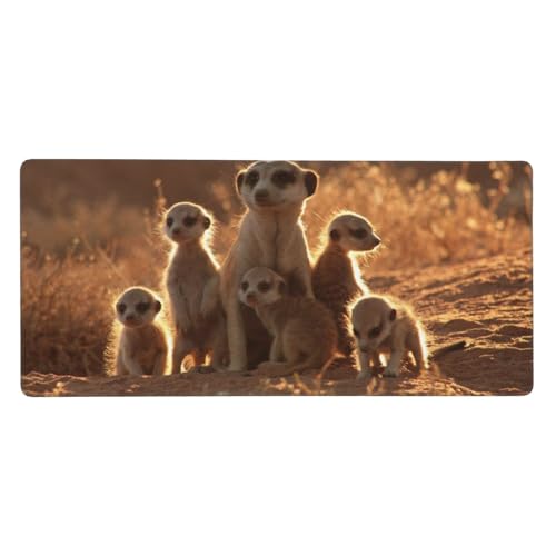 Tapis de souris grand format suricates pour bureau et télétravail