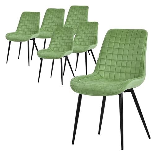 ML-Design Set 6X Sillas de Comedor Salvia con Respaldo Asiento Ergonómico Acolchado Tapizado de Terciopelo con Patas de Metal Sillón de Diseño Moderno para Mesa de Salón, Escritorio o Cocina