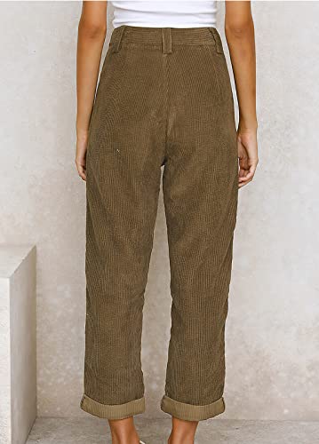 ebossy Women's Corduroy Pants Casual Loose Ribbed Straight Leg Boyfriend Trousers with Pockets2