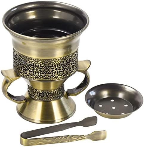 Frankincense Resin Incense Burner, Incense Censer, Bakhoor Burner, Charcoal Incense Burner, Incense Burner with Handle Tongs for Yoga, Spa Aromatherapy