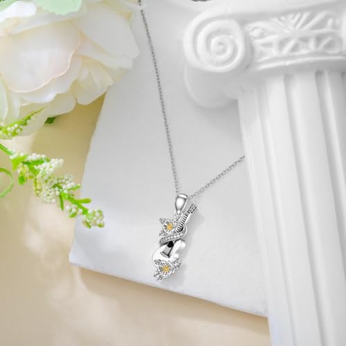 Diamond Guitar Necklace 925 Sterling Silver Guitar Musical Pendant Music Jewelry Gifts for Women Guitar Players Guitar Lover4